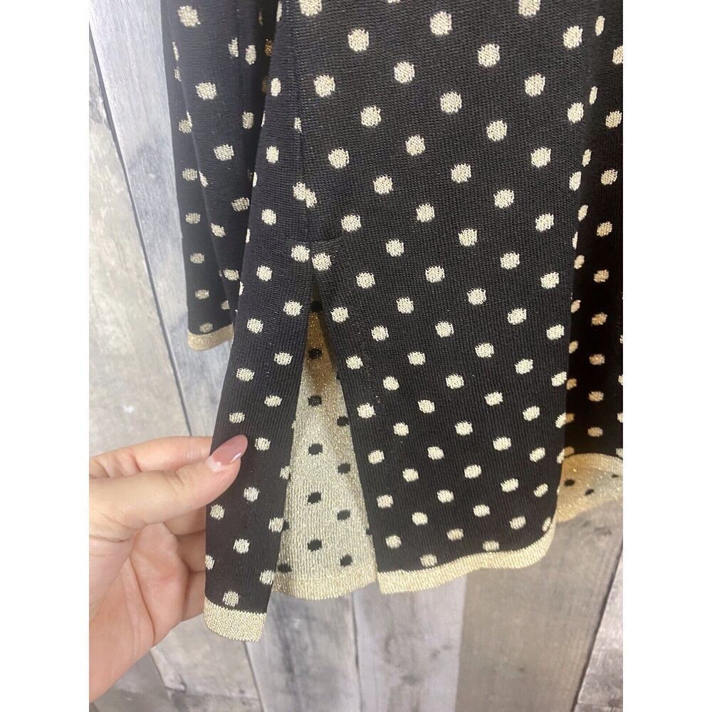 Misook Black & Metallic Gold Polka Dot Full Zip Jacket Size Large. - Picture 8 of 11